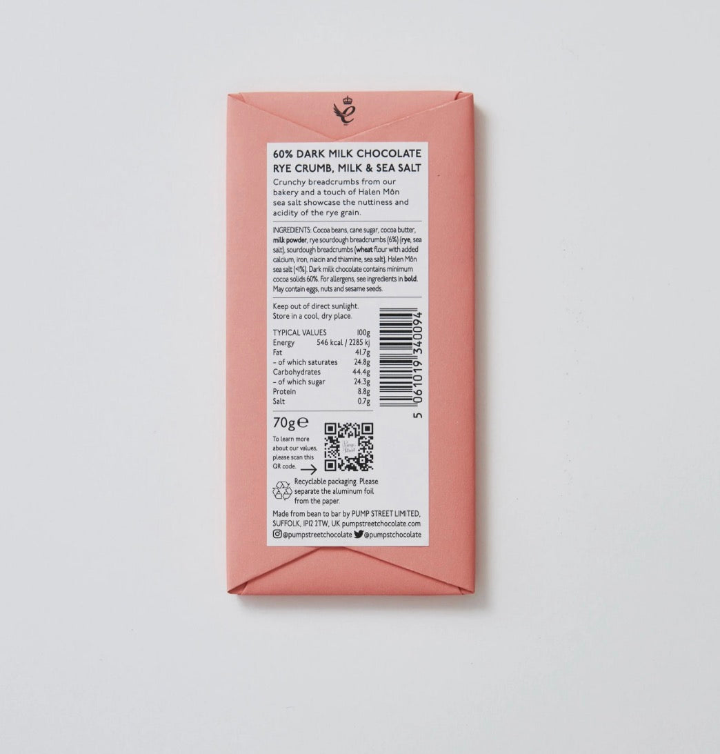 Pump Street Chocolate - Rye Crumb, Milk & Sea Salt