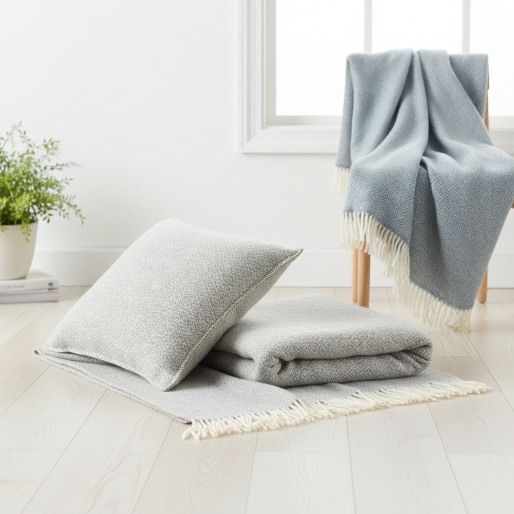 Stella Light Grey Lambswool Cushion Cover