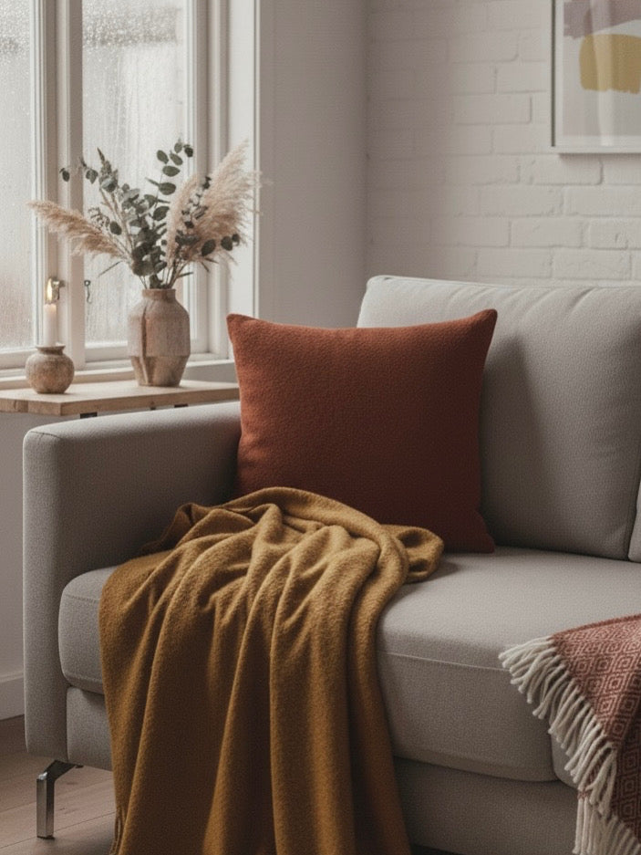 Stella Rust Brushed Lambswool Throw