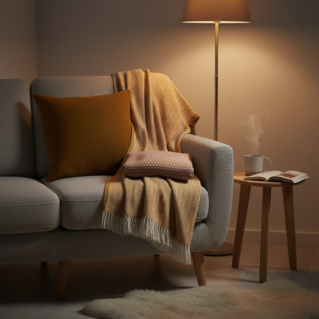 Chevron Caramel Lambswool Throw