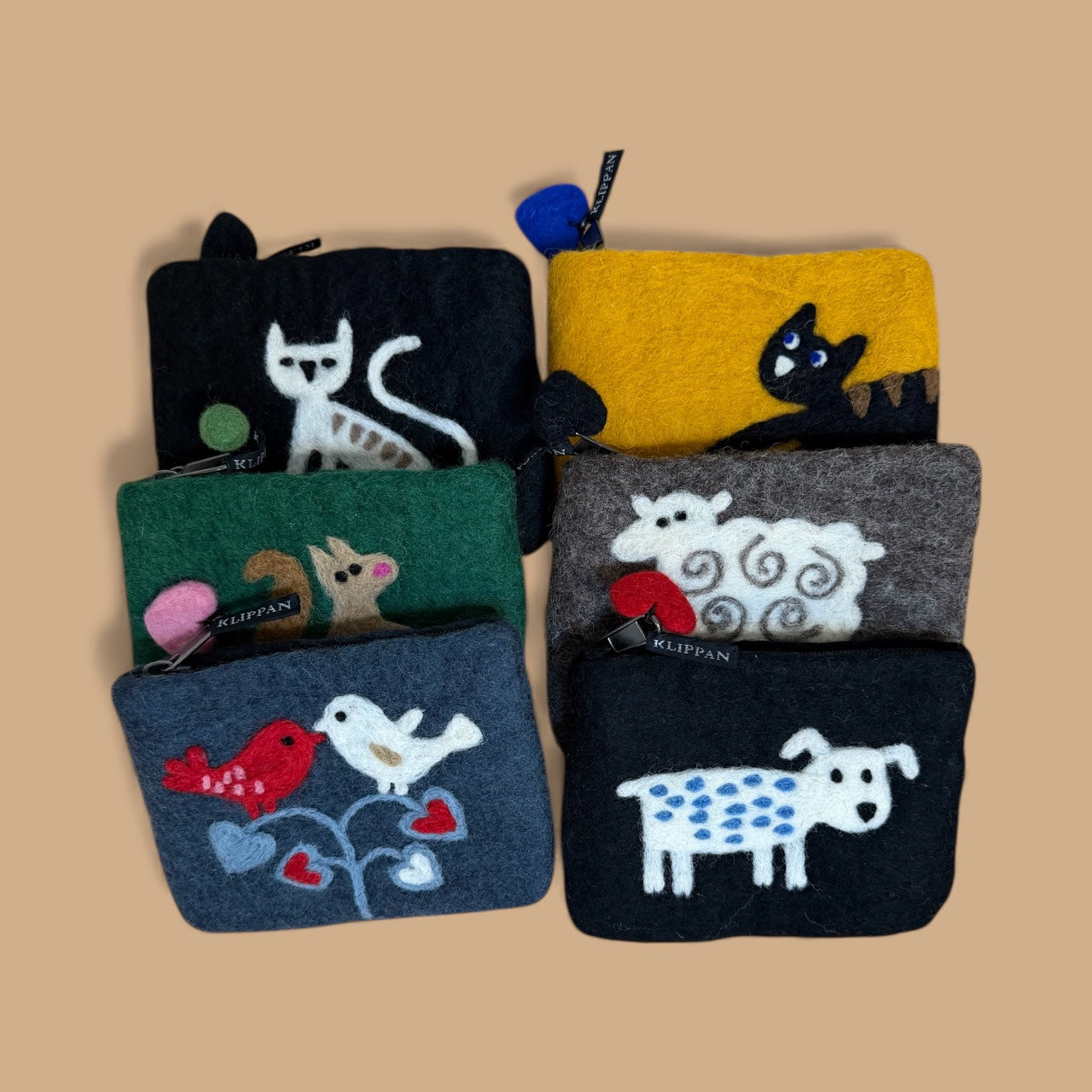 Lovebirds Felted Wool Purse