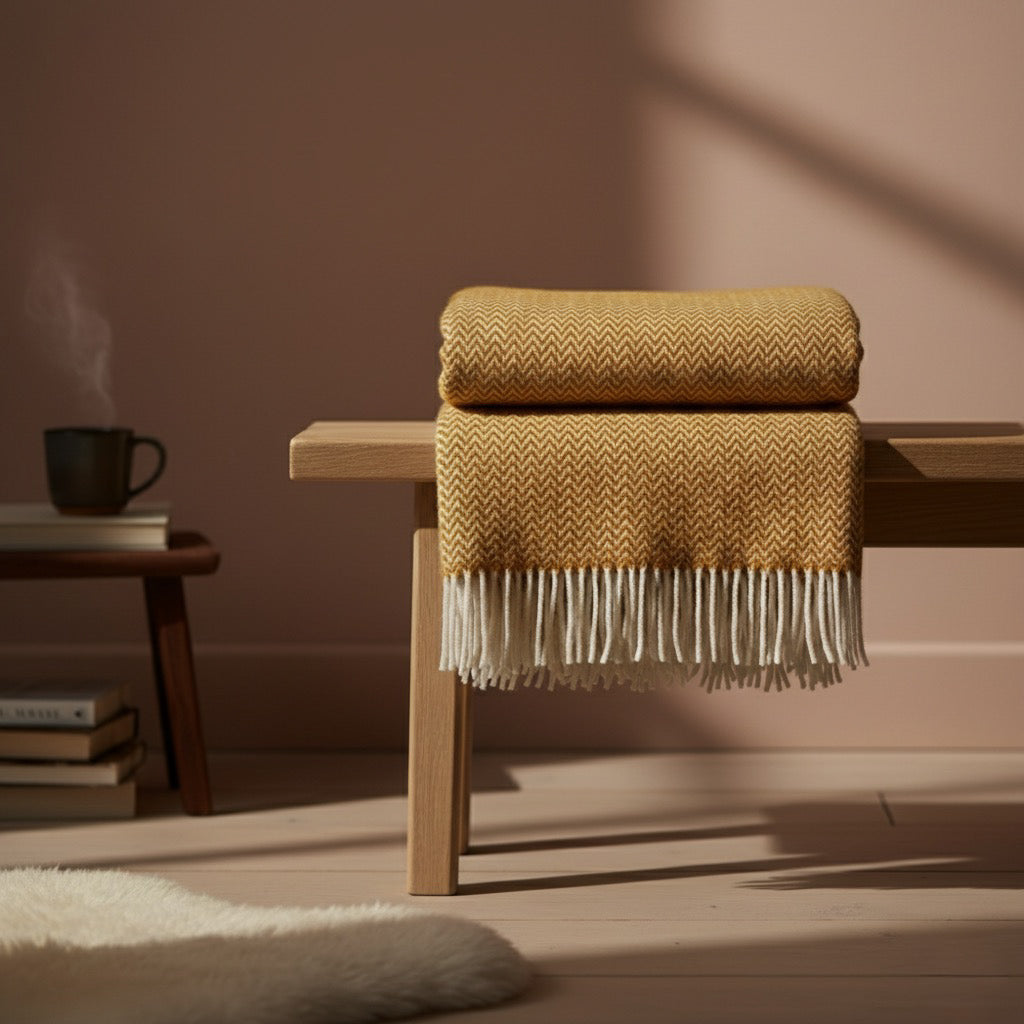 Chevron Caramel Lambswool Throw