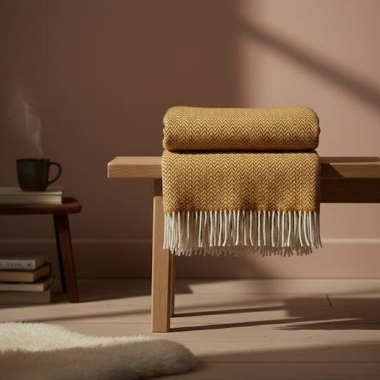 Chevron Caramel Lambswool Throw