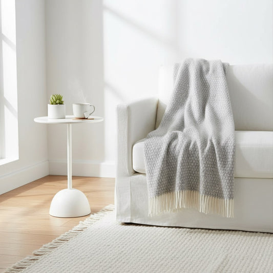 Knut Light Grey Brushed Lambswool Throw