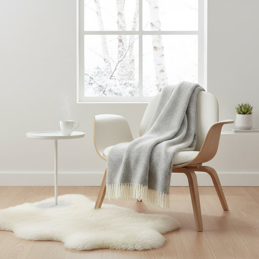 Stella Light Grey Brushed Lambswool Throw
